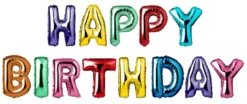 Ballongbanner - Happy Birthday - Regnbue