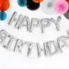 Ballongbanner - "Happy Birthday" - Sølv