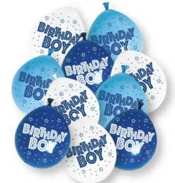 Ballonger - "Birthday Boy" - Blå og Hvit