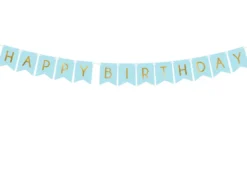 Blokkbanner - "Happy Birthday" - Lys Blå
