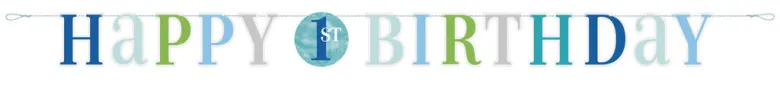 Bokstavbanner- Blå Dots - Første Bursdag