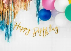 Bokstavbanner - "Happy Birthday" - Gull