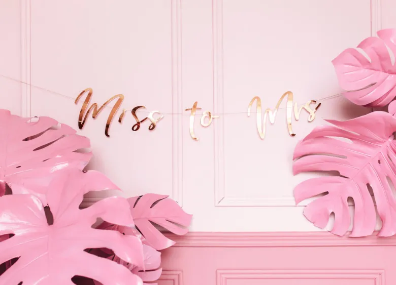 Bokstavbanner - "Miss to Mrs" - Rosegull