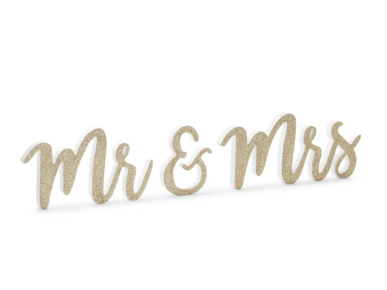 Dekorasjon - "Mr" & "Mrs" - Gull