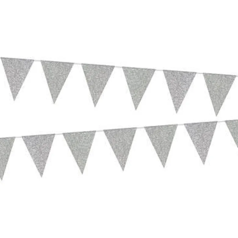 Flaggbanner - Glitter Sølv - Papp