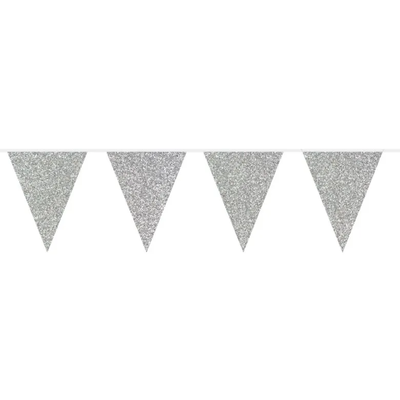 Flaggbanner - Glitter Sølv - Papp