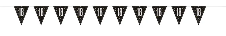 Flaggbanner - 18 År - Sort & Sølv