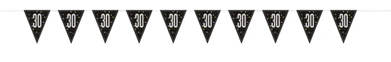 Flaggbanner - 30 År - Sort & Sølv