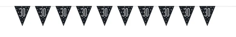 Flaggbanner - 30 År - Sort & Sølv