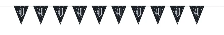 Flaggbanner - 40 År - Sort & Sølv