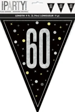 Flaggbanner - 60 År - Sort & Sølv