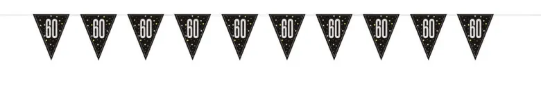Flaggbanner - 60 År - Sort & Sølv
