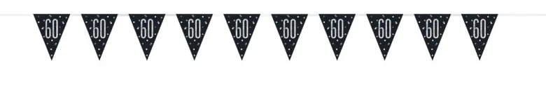 Flaggbanner - 60 År - Sort & Sølv