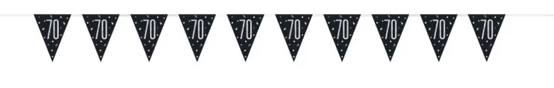 Flaggbanner - 70 År - Sort & Sølv