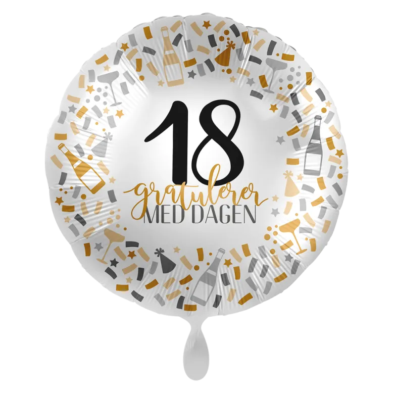 Folieballong - Gratulerer - 18 År