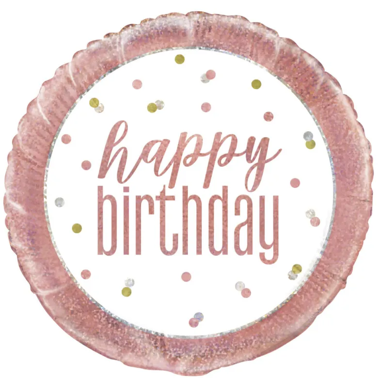 Folieballong - Happy Birthday - Rosegull