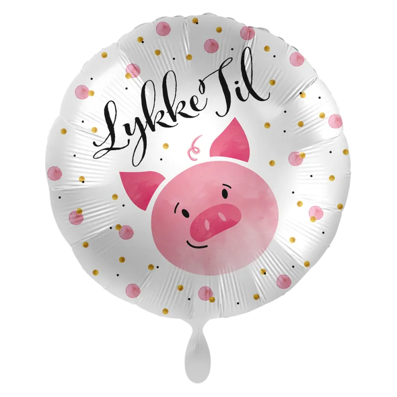 Folieballong - "Lykke Til" - Gris