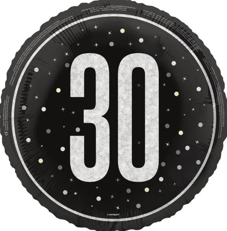 Folieballong - 30 År Sort