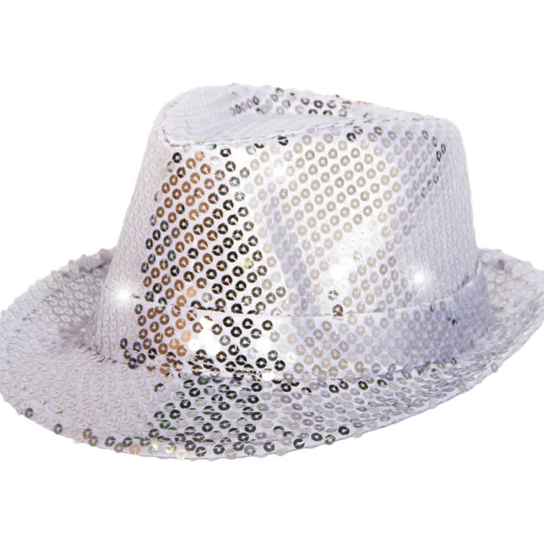 Hatt - Trilby - Paljetter Sølv