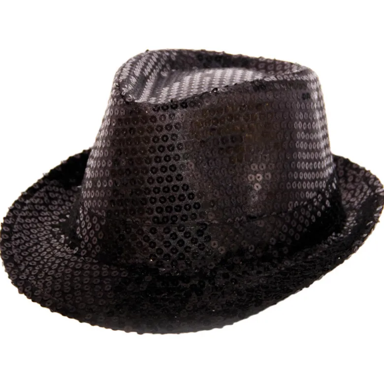 Hatt Trilby - Paljetter Sort