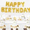 Hvite servietter - Happy Birthday i gull
