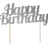 Kaketopp - "Happy Birthday" - Sølv