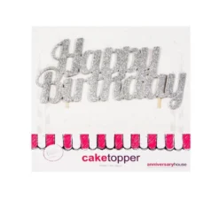 Kaketopp - "Happy Birthday" - Sølv