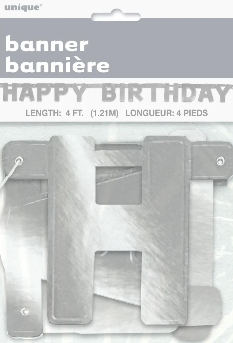 Leddbanner - "Happy Birthday" - Sølv
