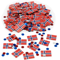Norske flagg og rund foliekonfetti