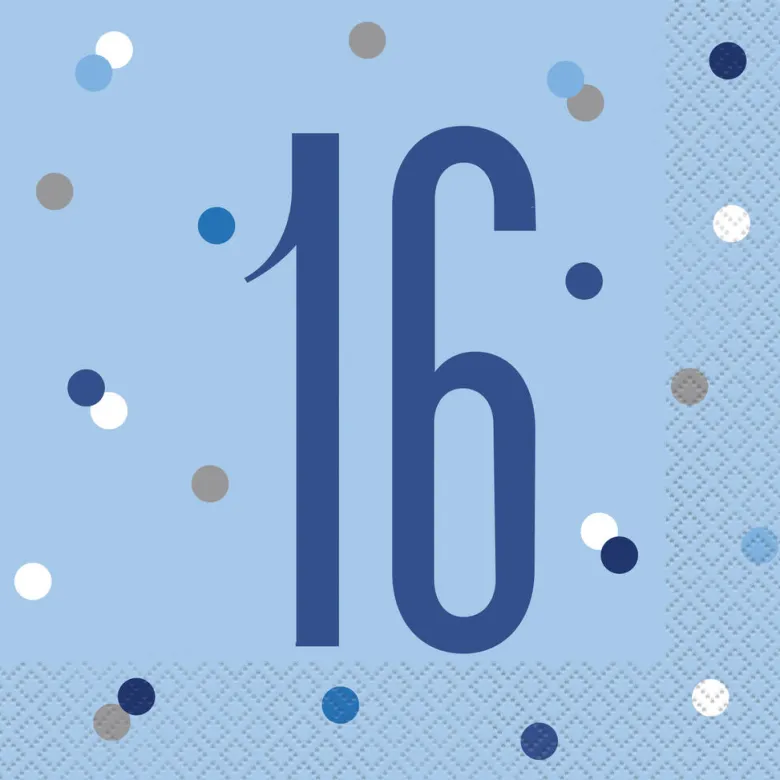 Papirservietter - 16 År - Blå & Sølv
