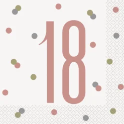 Papirservietter - 18 År - Rosegull