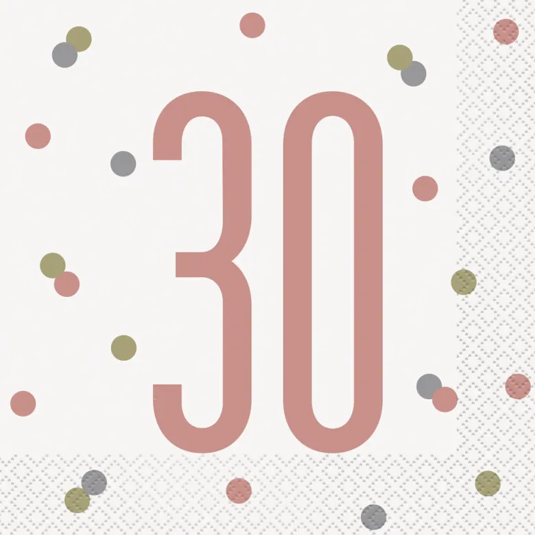 Papirservietter - 30 År - Rosegull
