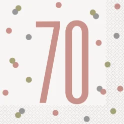 Papirservietter - 70 År - Rosegull