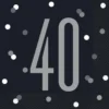 Papirservietter - 40 År - Sort & Sølv