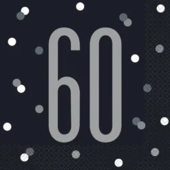 Papirservietter - 60 År - Sort & Sølv