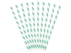 Papirsugerør - Striper - Lys Turkis