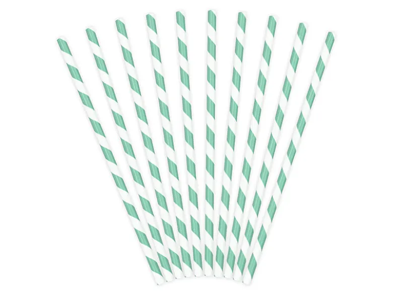 Papirsugerør - Striper - Lys Turkis