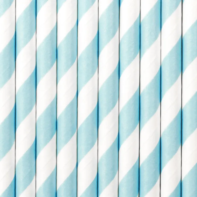 Papirsugerør - Striper - Lys Turkis