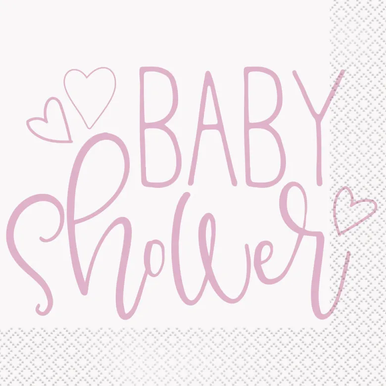 Servietter - Baby Shower Pink Hearts