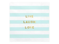 Servietter - "Live Laugh Love" - Lys Blå