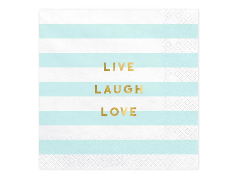 Servietter - "Live Laugh Love" - Lys Blå