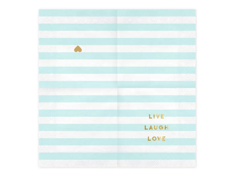 Servietter - "Live Laugh Love" - Lys Blå